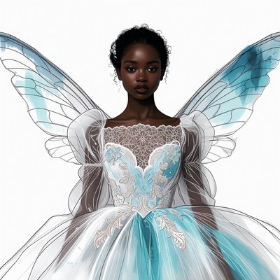 African-American woman with fairy wings