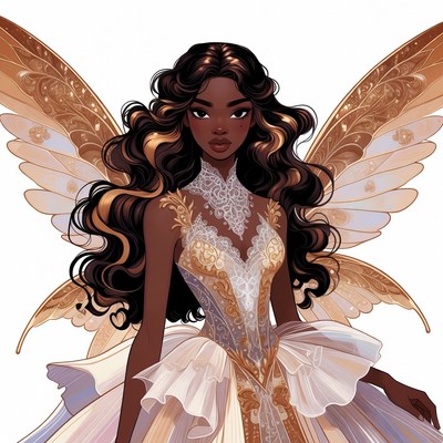 African-American fairy with wings