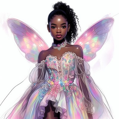African-American girl with fairy wings