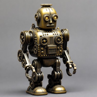 Steampunk Golden Robot Standing