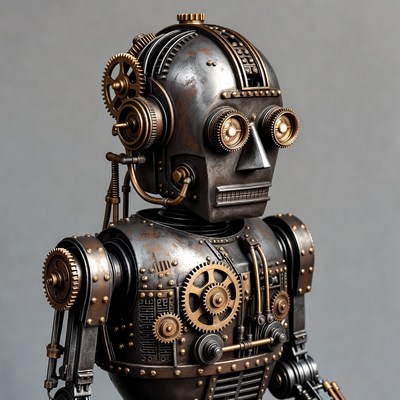 Steampunk Robot with Gears