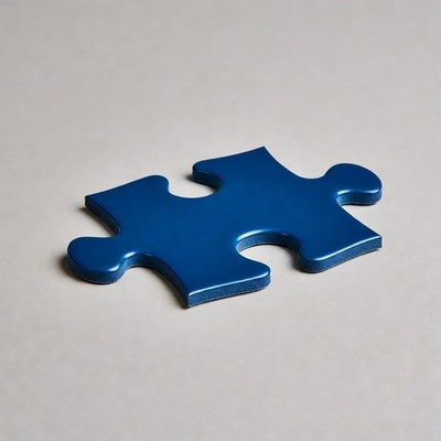 Blue puzzle piece on gray background
