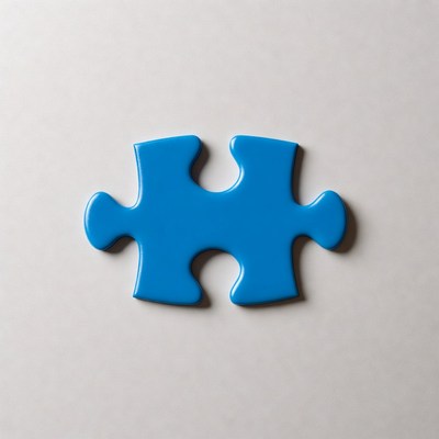 Blue puzzle piece on white