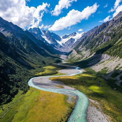 Mountain Valley with Winding River