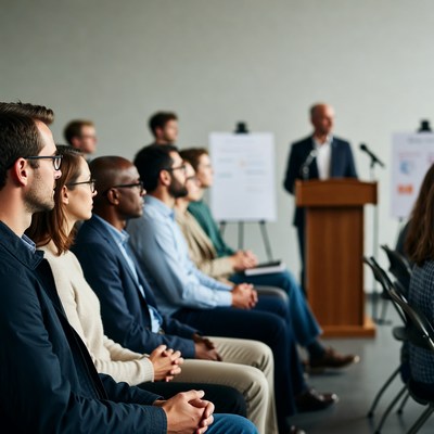 Diverse audience listening to speaker