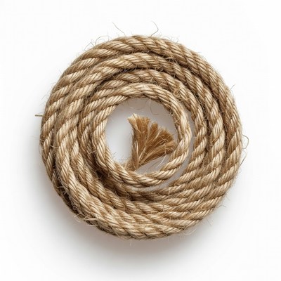 Coiled Rope on White Background