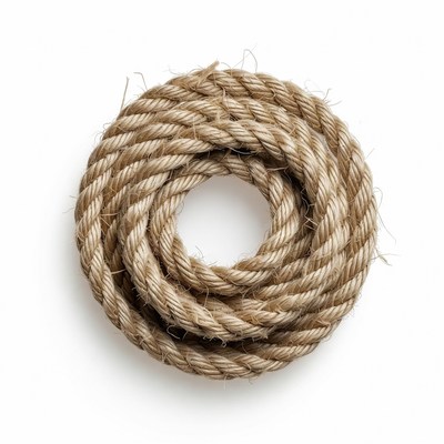 Coiled Rope on White Background