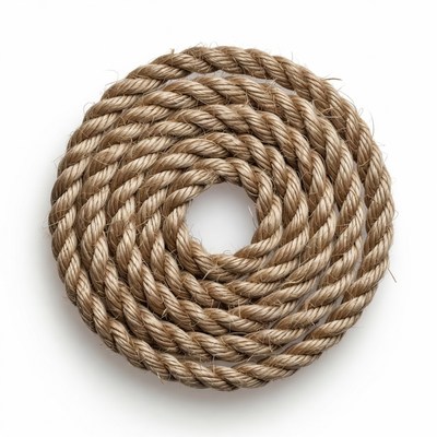 Coiled Rope on White Background