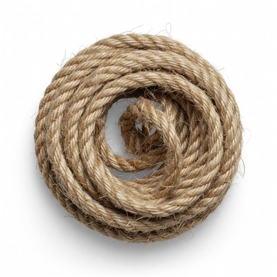 Coiled Brown Rope on White