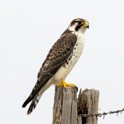 Peregrine Falcon Perched on Post