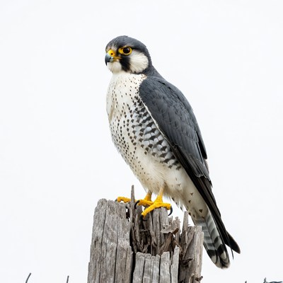 Peregrine Falcon Perched on Stump