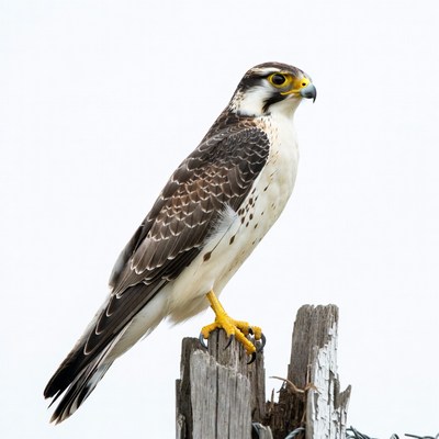 Peregrine Falcon Perched on Wooden Post