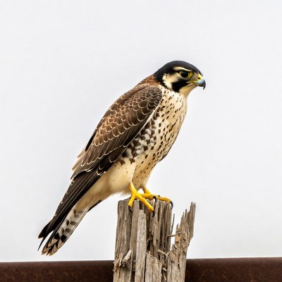 Peregrine Falcon Perched on Post