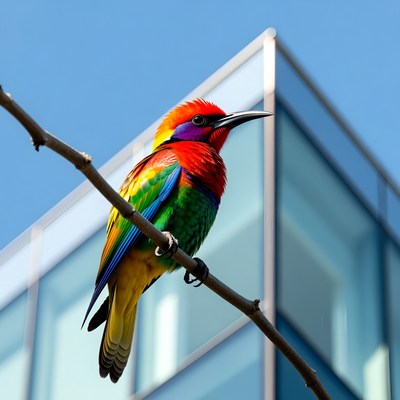 Colorful Coppersmith Barbet on Branch