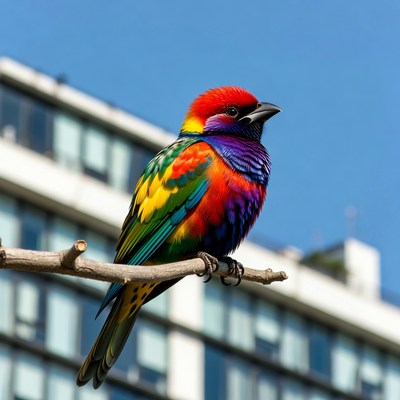 Colorful Rainbow Lorikeet on Branch