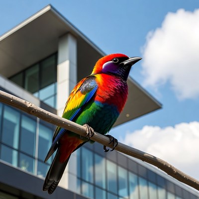 Colorful Rainbow Lorikeet on Branch