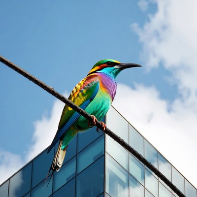 Colorful Bee-Eater Bird on Wire