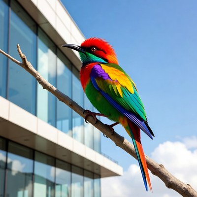 Colorful Rainbow Lorikeet on Branch