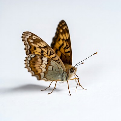 Orange butterfly on white background