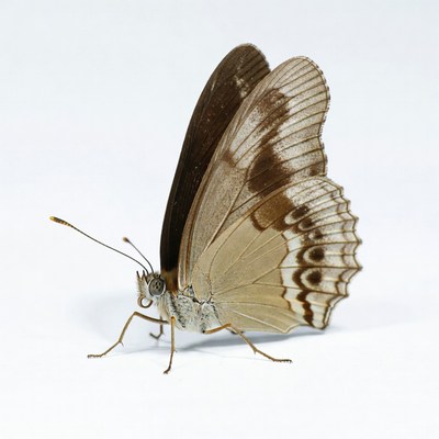 Brown butterfly on white background
