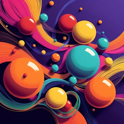 Colorful 3D Spheres with Flowing Trails