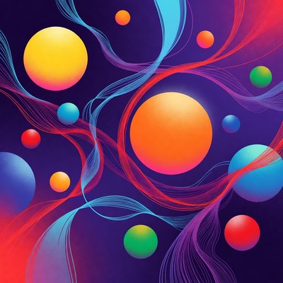 Colorful Abstract Floating Planets Illustration