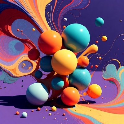 Colorful Floating Balls Abstract Art