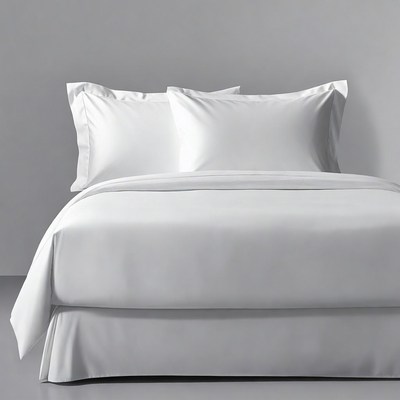 White Satin Bed with Pillows