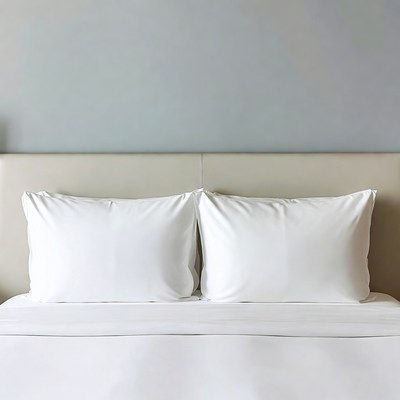 Empty Bed with White Pillows