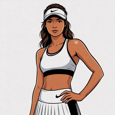 Woman in Nike tennis outfit