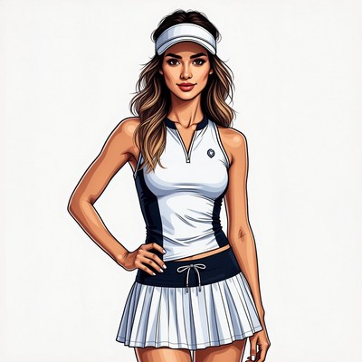 Woman in tennis outfit with visor