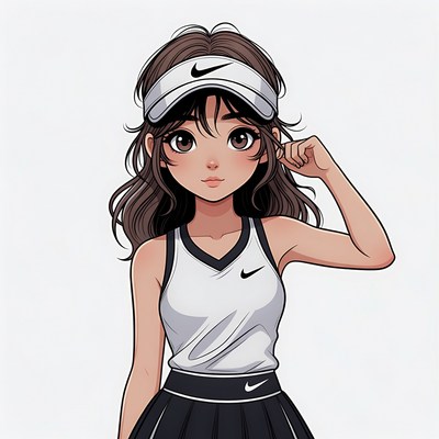 Anime girl in Nike tennis outfit