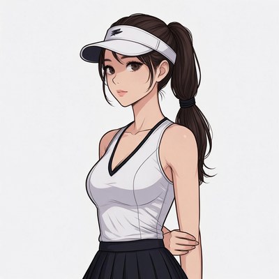 Anime girl in tennis outfit