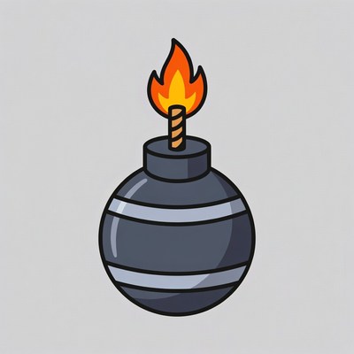 Burning Cartoon Bomb Fuse
