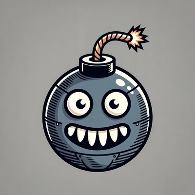 Cartoon Bomb with Eyes and Grin