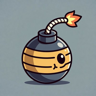 Cartoon Bomb with Lit Fuse