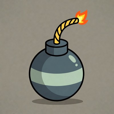 Cartoon Bomb with Lit Fuse