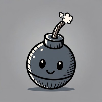 Cute Cartoon Bomb with Fuse