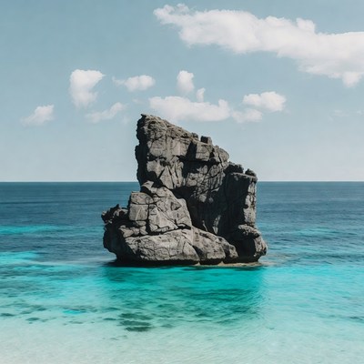 Rock formation in turquoise ocean