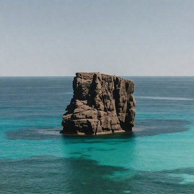 Rock formation in turquoise ocean