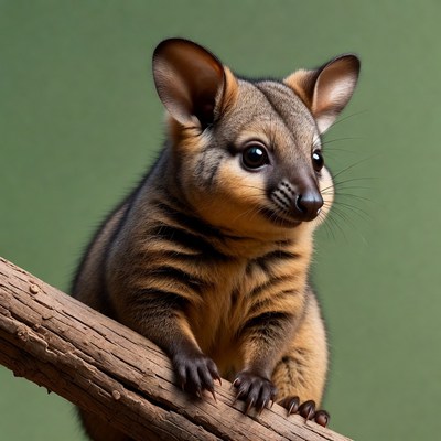 Quoll clinging to branch