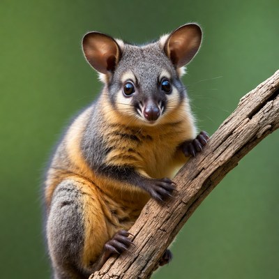 Cute sugar glider on branch