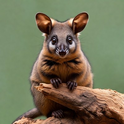 Quoll sitting on log