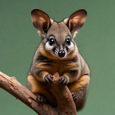 Cute sugar glider on branch