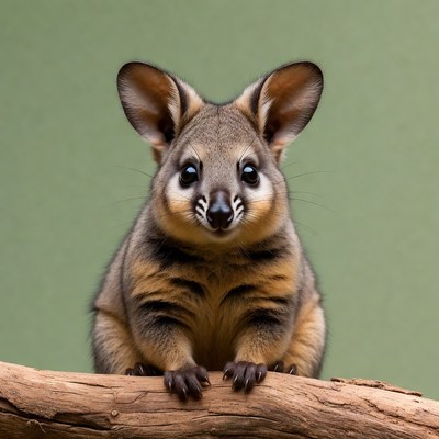 Cute quokka on wooden branch