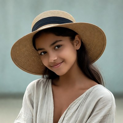 Girl wearing straw hat