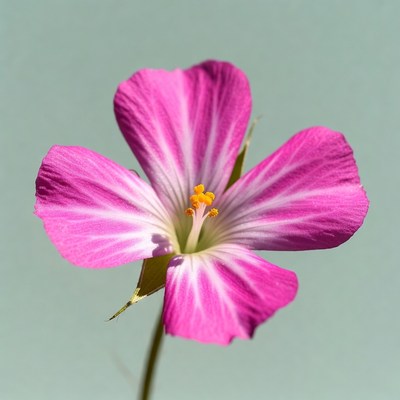 Pink geranium flower with orange stamen