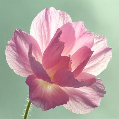 Pink flower on green background