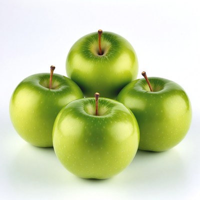 Fresh Green Apples on White Background