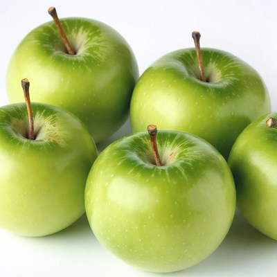 Fresh Green Apples on White Background